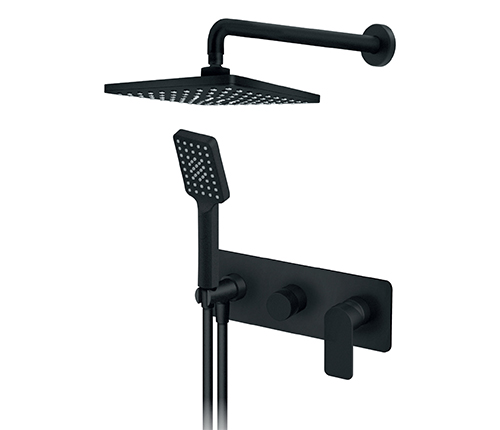 Bat. za kadu ugradna sa rucnim tušem ROSAN - S2 Black zidna cetvrtasta (231605B)